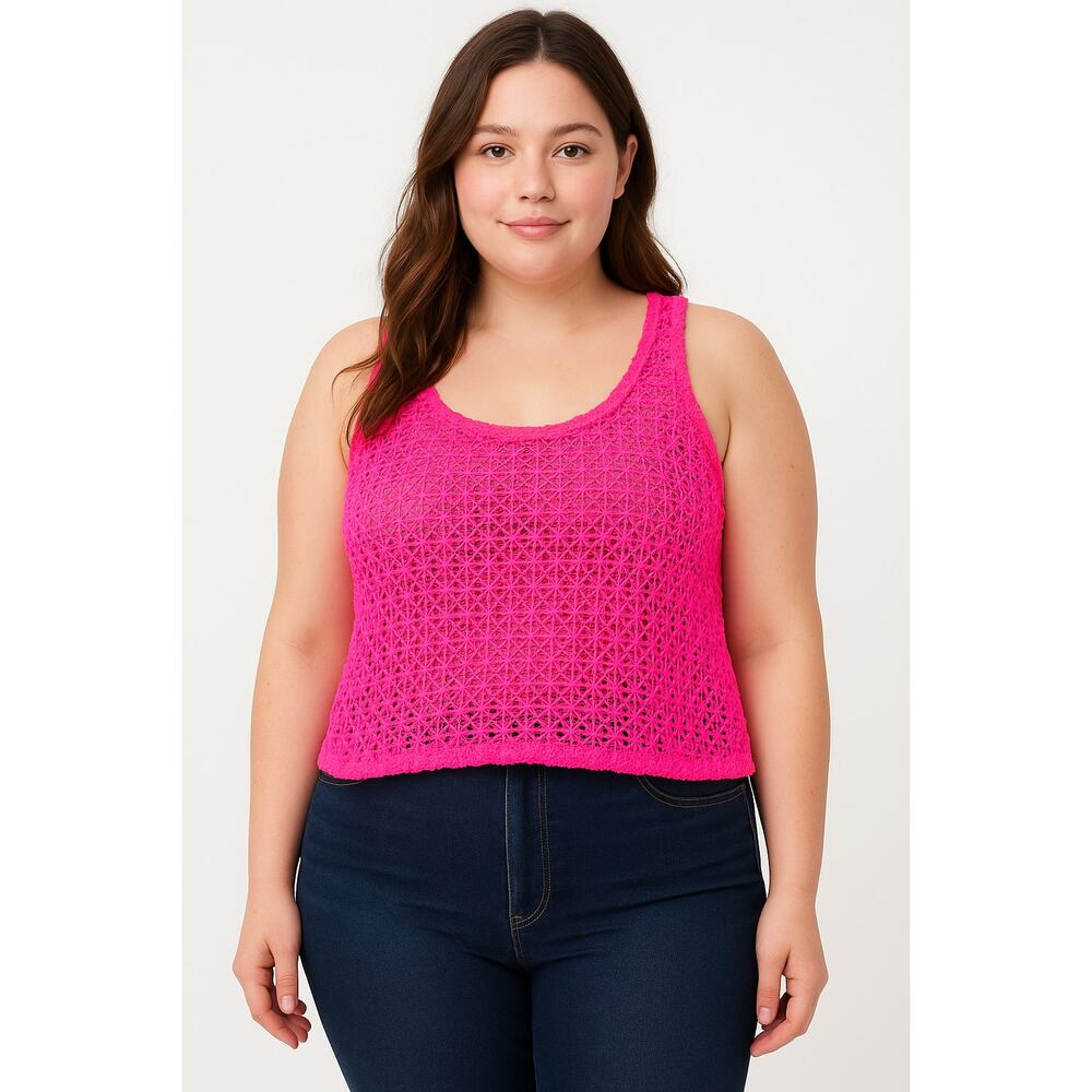 Victoria’s Secret Pink Embroidered Sleeveless Sheer Workout Top – Size Medium